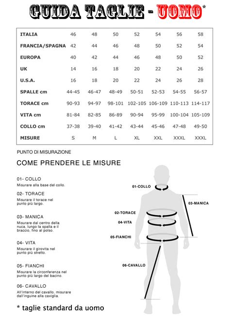 guida alle taglie versace uomo|tabelle di taglia uomo 48.